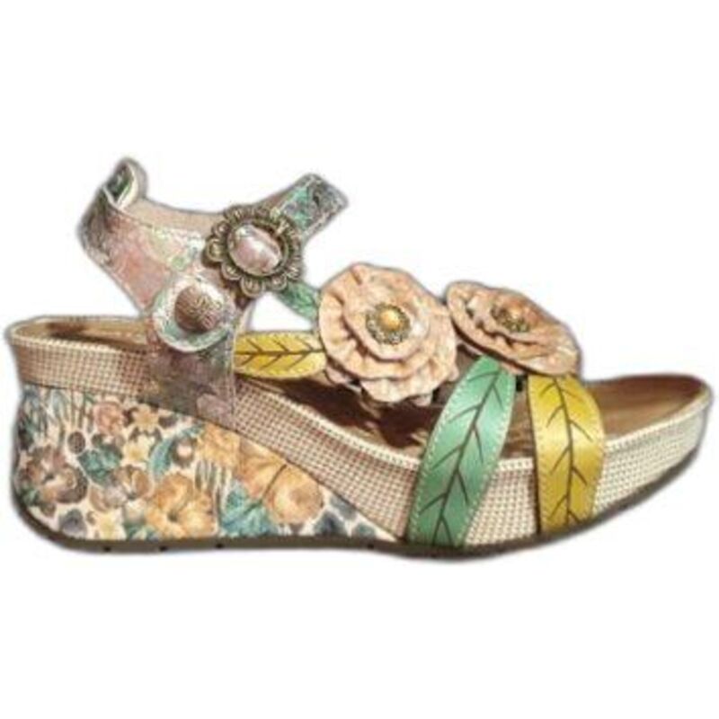 BARRY41 Sandalia cuña Laura Vita. Sandalia . Color beige. Número 40. 