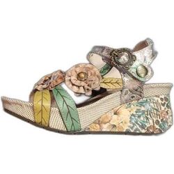 BARRY41 Sandalia cuña Laura Vita. Sandalia . Color beige. Número 40. 